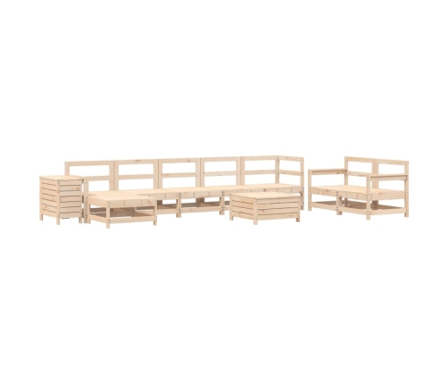 Juego de sofás de jardín 10 pzas madera maciza de pino