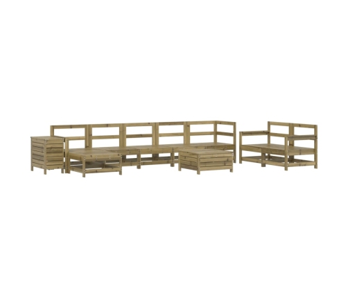 Juego de sofás de jardín 10 pzas madera de pino impregnada