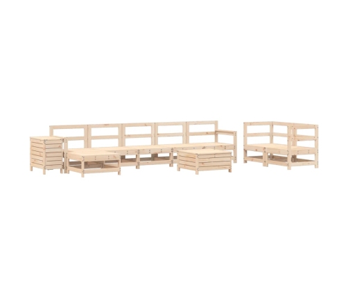 Juego de sofás de jardín 10 pzas madera maciza de pino