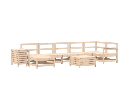 Juego de sofás de jardín 9 pzas madera maciza de pino