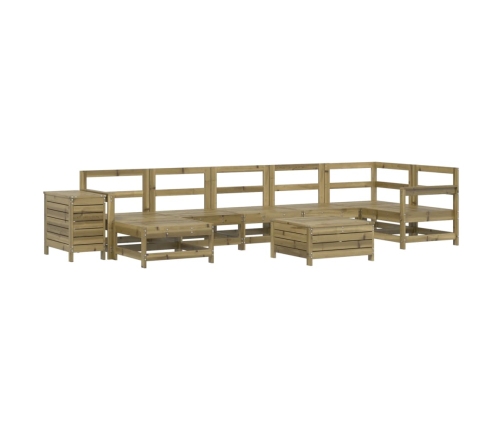 Juego de sofás de jardín 9 pzas madera de pino impregnada