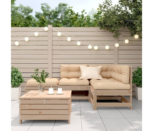 Juego de muebles de jardín 5 pzas y cojines madera maciza pino