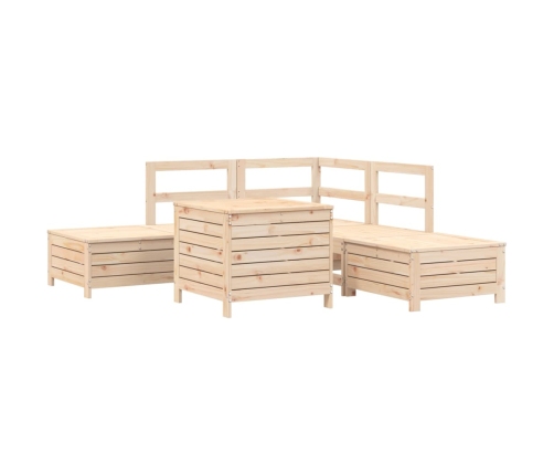Juego de sofás de jardín 6 piezas madera maciza de pino