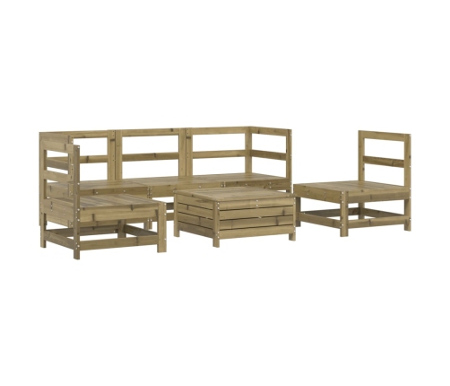 Juego de sofás de jardín 6 piezas madera de pino impregnada