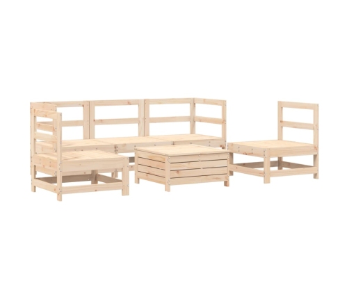 Juego de sofás de jardín 6 piezas madera maciza de pino