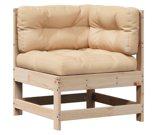 Juego de muebles de jardín 6 pzas y cojines madera maciza pino