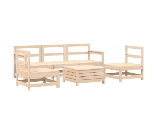 Juego de sofás de jardín 6 piezas madera maciza de pino