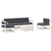 Set muebles jardín 6 pzas con cojines madera maciza pino blanco