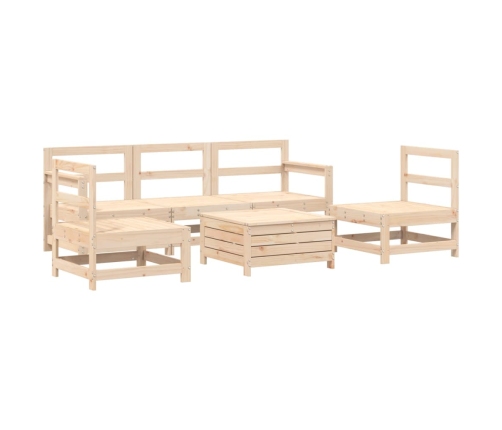 Juego de sofás de jardín 6 piezas madera maciza de pino