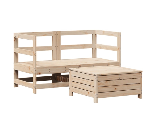 Juego de sofás de jardín 3 piezas madera maciza de pino