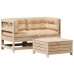 Juego de muebles de jardín 3 pzas y cojines madera maciza pino