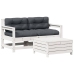 Set de muebles de jardín 3 pzas con cojines madera pino blanco