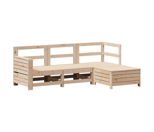 Juego de sofás de jardín 4 pzas madera maciza de pino