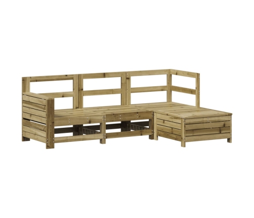 Juego de sofás de jardín 4 pzas madera de pino impregnada