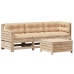 Juego de muebles de jardín 4 pzas y cojines madera maciza pino