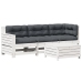 Set muebles jardín 4 pzas con cojines madera maciza pino blanco