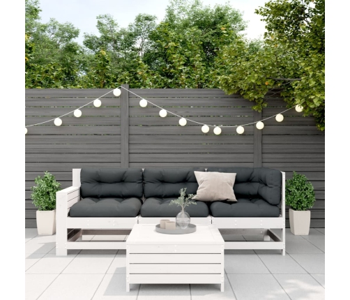 Set muebles jardín 4 pzas con cojines madera maciza pino blanco
