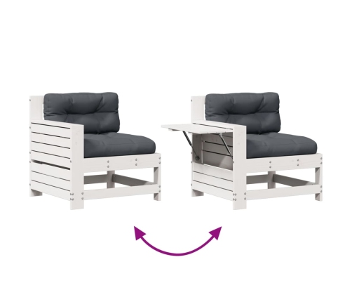 Set muebles jardín 4 pzas con cojines madera maciza pino blanco