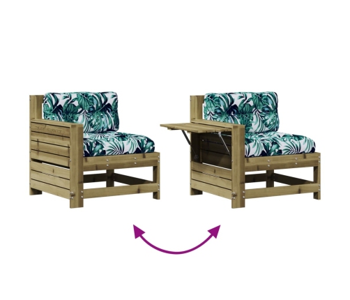 Juego de muebles jardín 4 pzas y cojines madera pino impregnada