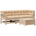 Juego de muebles de jardín 4 pzas y cojines madera maciza pino