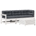 Set muebles jardín 4 pzas con cojines madera maciza pino blanco