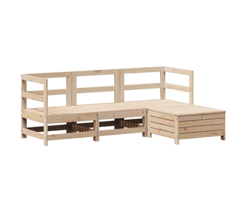 Juego de sofás de jardín 4 pzas madera maciza de pino