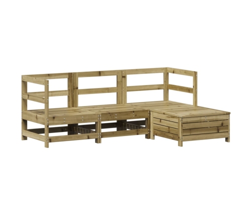 Juego de sofás de jardín 4 pzas madera de pino impregnada