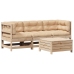Juego de muebles de jardín 4 pzas y cojines madera maciza pino