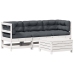 Set muebles jardín 4 pzas con cojines madera maciza pino blanco