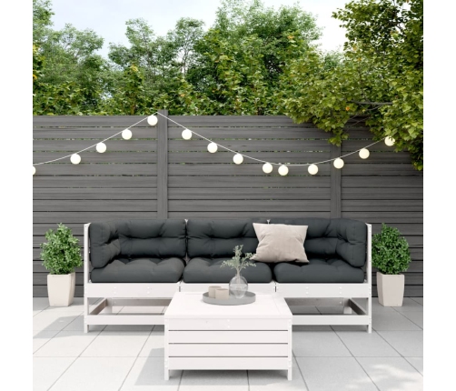 Set muebles jardín 4 pzas con cojines madera maciza pino blanco