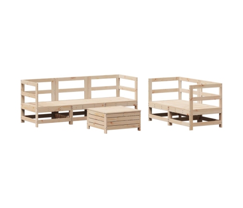 Juego de sofás de jardín 6 piezas madera maciza de pino