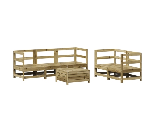 Juego de sofás de jardín 6 piezas madera de pino impregnada