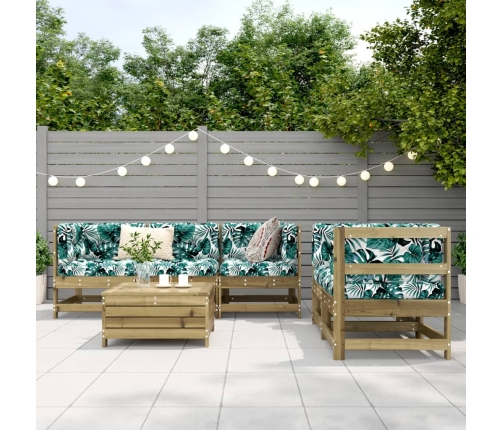 Juego de sofás de jardín 6 piezas madera de pino impregnada