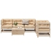 Juego de muebles de jardín 6 pzas y cojines madera maciza pino