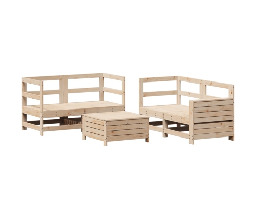 Juego de sofás de jardín 5 piezas madera maciza de pino