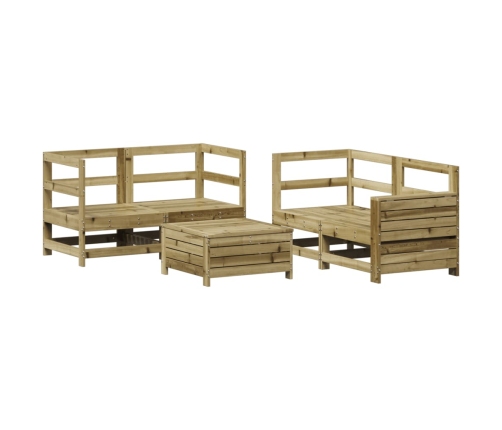 Juego de sofás de jardín 5 piezas madera de pino impregnada