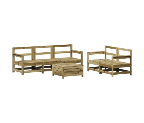 Juego de sofás de jardín 6 piezas madera de pino impregnada