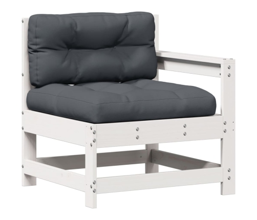 Set muebles jardín 6 pzas con cojines madera maciza pino blanco