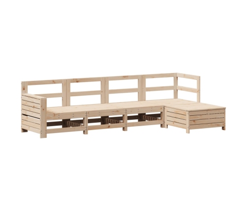 Juego de sofás de jardín 5 piezas madera maciza de pino