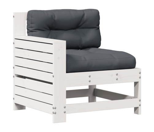 Set muebles jardín 5 pzas con cojines madera maciza pino blanco