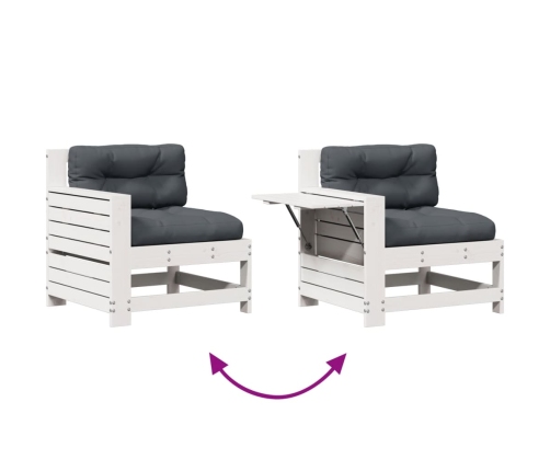 Set muebles jardín 5 pzas con cojines madera maciza pino blanco