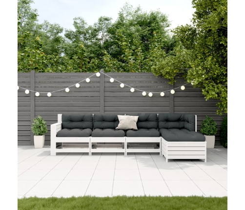 Set muebles jardín 5 pzas con cojines madera maciza pino blanco