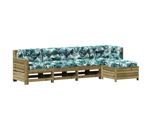 Juego de muebles jardín 5 pzas y cojines madera pino impregnada