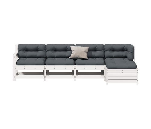 Set muebles jardín 5 pzas con cojines madera maciza pino blanco