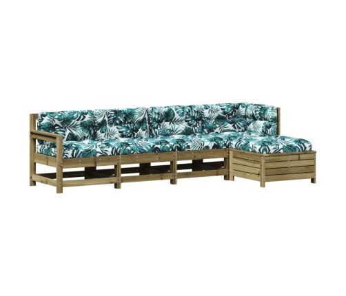 Juego de muebles jardín 5 pzas y cojines madera pino impregnada