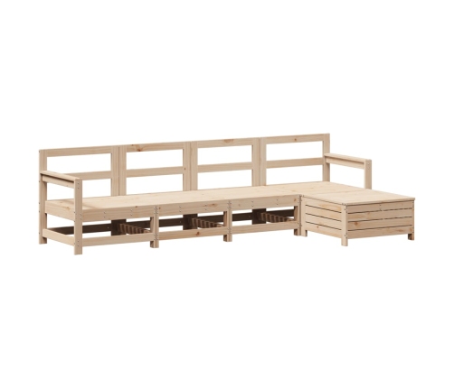 Juego de sofás de jardín 5 piezas madera maciza de pino