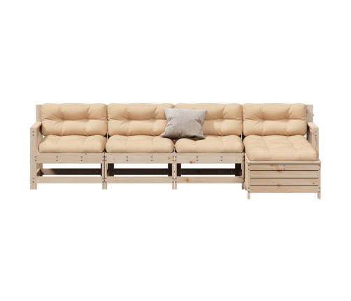 Juego de muebles de jardín 5 pzas y cojines madera maciza pino