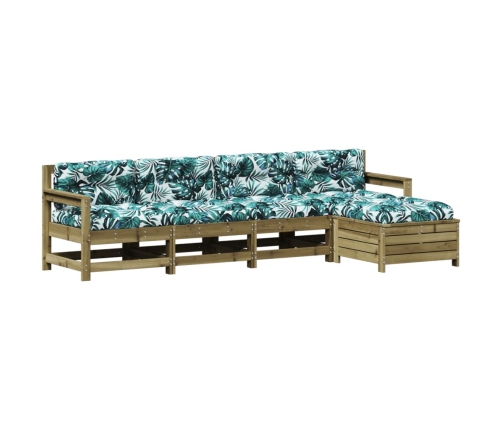 Juego de muebles jardín 5 pzas y cojines madera pino impregnada