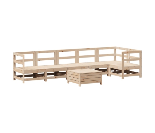 Juego de sofás de jardín 7 piezas madera maciza de pino