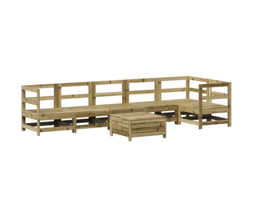 Juego de sofás de jardín 7 pzas madera de pino impregnada